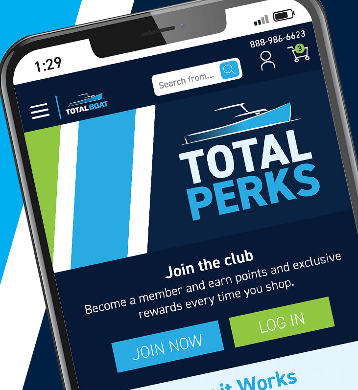 TotalBoat TotalPerks Rewards Club Shown on Phone with Benefits