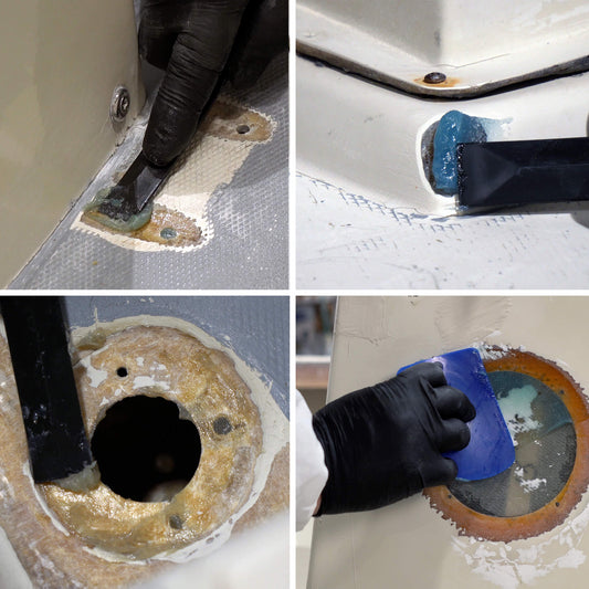 TotalBoat Polyester Structural Repair Putty being applied