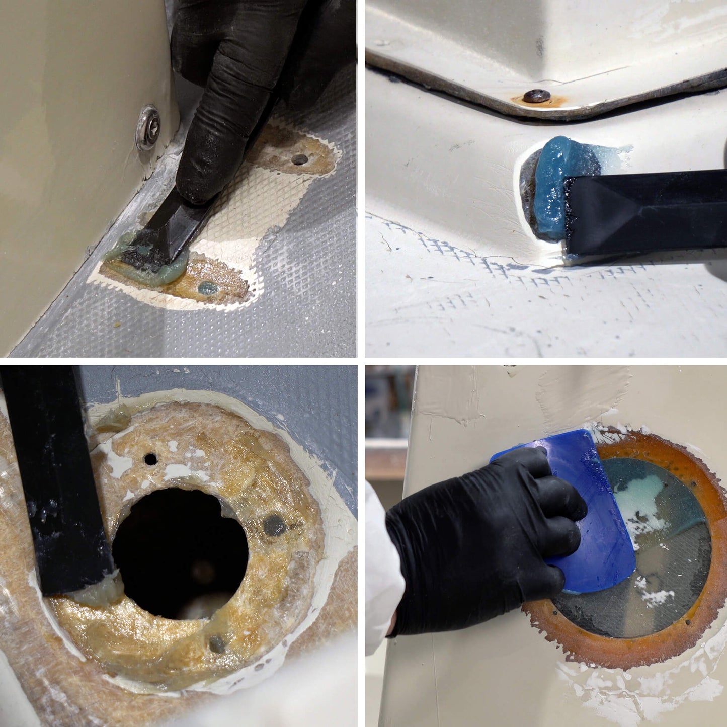 TotalBoat Polyester Structural Repair Putty being applied