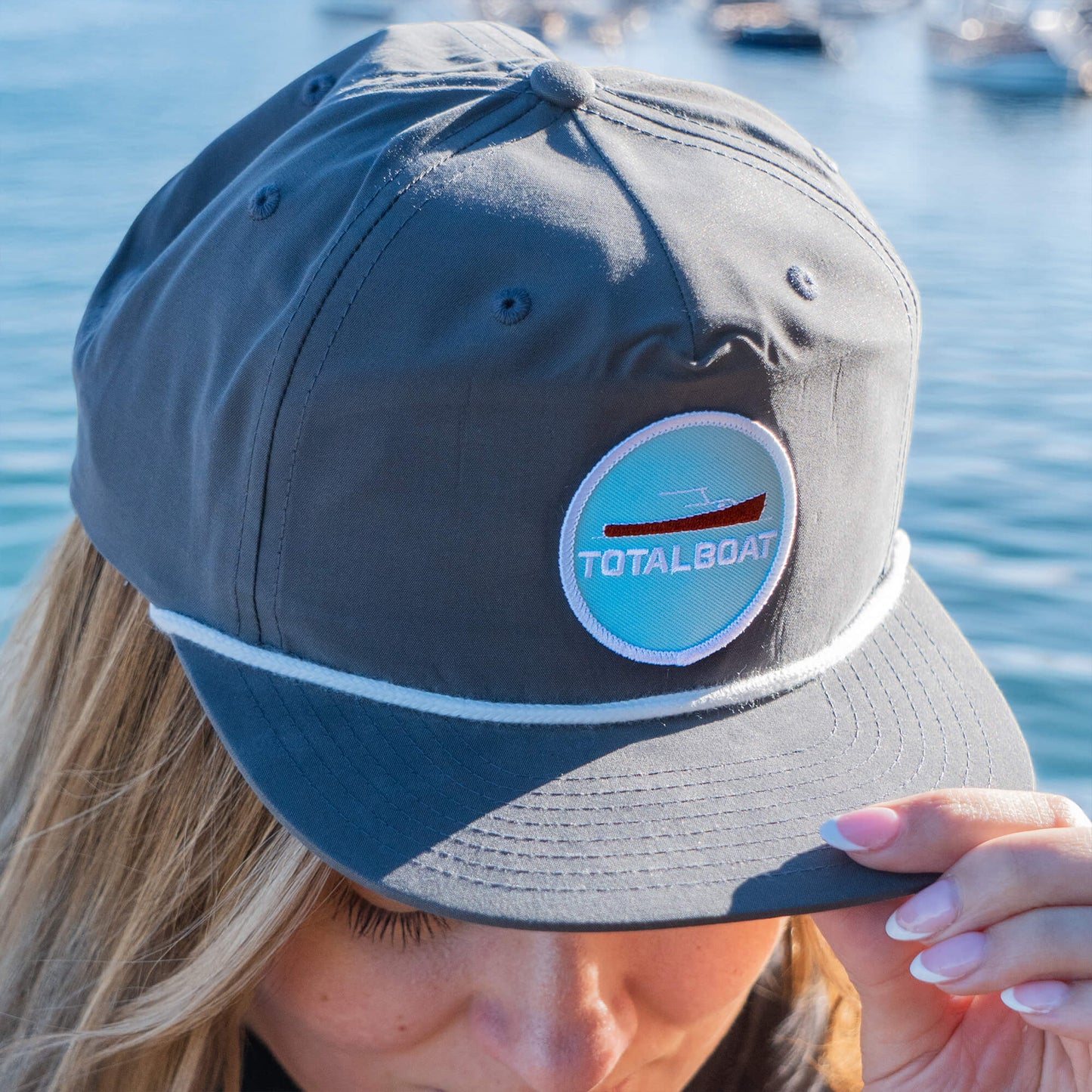 TotalBoat Retro Rope Hat Charcoal Gray front