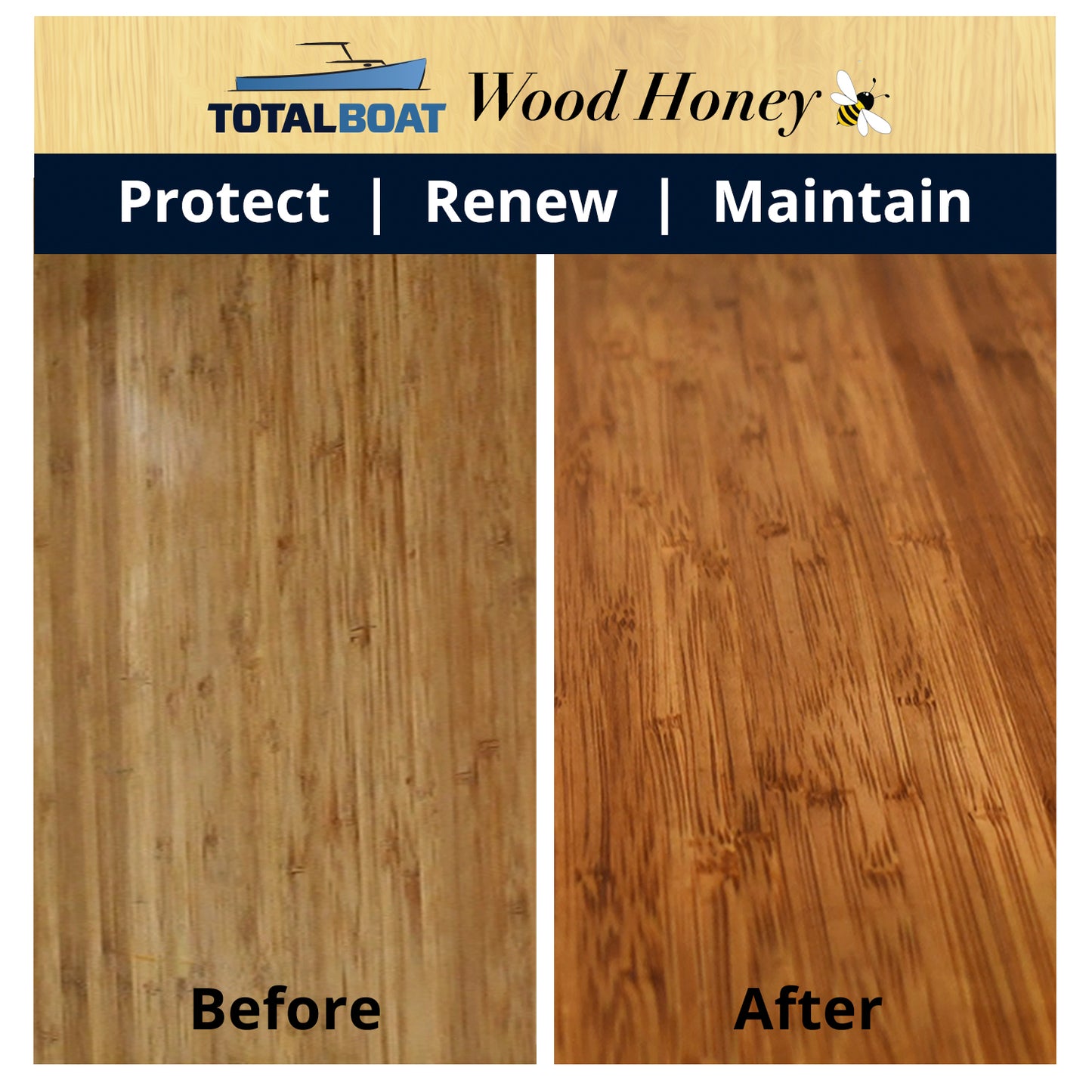 TotalBoat Wood Honey Food Safe Wood Finish before and after